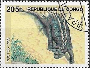 Stamp, Kentrosaurus, Congo, Republic (Brazzaville),  , Prehistorical Animals, Dinosaurs