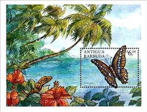 Souvenir Sheet, Milon's Swallowtail (Graphium milon), Antigua and Barbuda,  , Butterflies