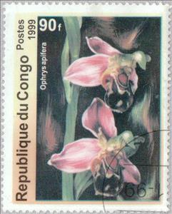 Stamp, Ophrys apifera, Congo, Republic (Brazzaville),  , Flowers, Orchids