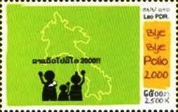 Stamp, Family, map of Laos, Laos,  