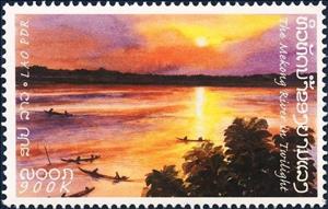 Stamp, Various views, Laos,  