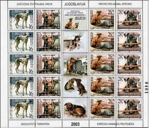 Mini Sheet, Dogs - Mini Sheet with MiNo. 3103-06, Yugoslavia,  , Dogs