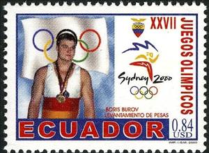 Stamp, Weight lifter, Ecuador,  , Weightlifting
