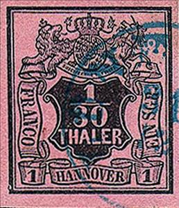 Stamp, Value in shield, German States,  