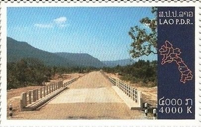 Stamp, Bridge in Savannakhet. b, Saravane, Laos,  , Bridges