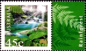 Stamp, Rainforest (With  tab), Australia,  