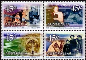 Se-tenant, 50th Anniversary of Snowy Mountain Scheme (Block of 4), Australia,  