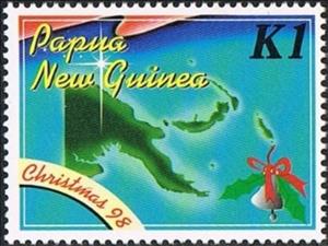 Stamp, Map of Papua New Guinea, Papua New Guinea,  
