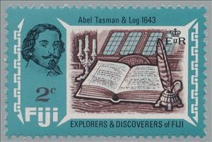 Stamp, Abel Tasman and Log, Fiji,  