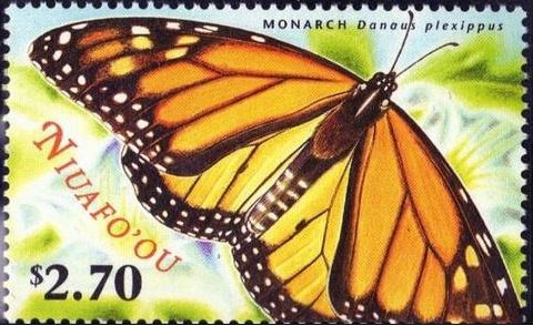 Stamp, Monarch Butterfly (Danaus plexippus), Niuafo'ou,  , Butterflies