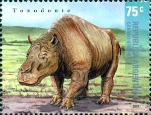 Stamp, Toxodon platensis , Argentina,  , Prehistorical Animals