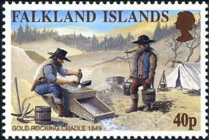Stamp, 150th Anniv of California Goldrush, Falkland Islands,  