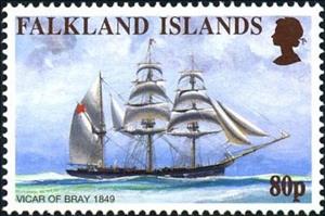 Stamp, 150th Anniv of California Goldrush, Falkland Islands,  