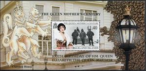Souvenir Sheet, Queen Mother's 100th Birthday, Falkland Islands,  