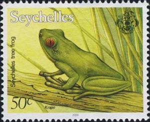 Stamp, Seychelles Tree Frog (Sooglossus sp.) , Seychelles,  , Frogs