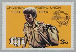 Stamp, Mailman and UPU Emblem, Fiji,  