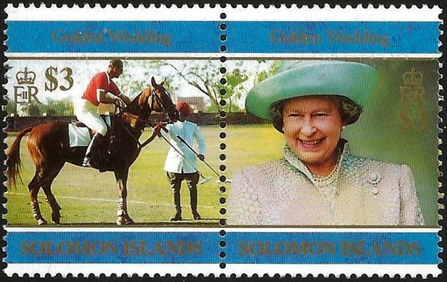 Prince on polo pony and Queen setanent pair