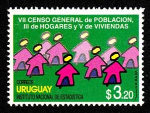 Stamp, General Census, Uruguay,  