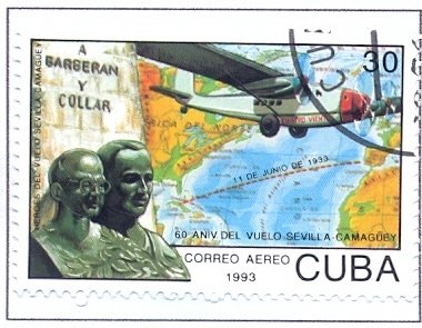 Stamp, Monument, propeller aircraft, Rohrbach Roland "Cuatro Vienta, Cuba,  , Aircrafts