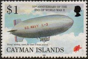 Stamp, Airship for anti U-boat patrol, Cayman Islands,  , Second World War, Zeppelins