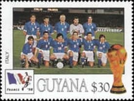 Stamp, Italy, Guyana,  , Football (Soccer)