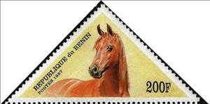 Stamp, Horse, Benin,  , Mammals, Horses, Animals (Fauna), Triangle Stamps