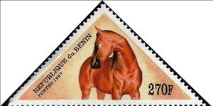 Stamp, Horse, Benin,  , Mammals, Horses, Animals (Fauna), Triangle Stamps
