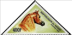 Stamp, Horse, Benin,  , Mammals, Horses, Animals (Fauna), Triangle Stamps