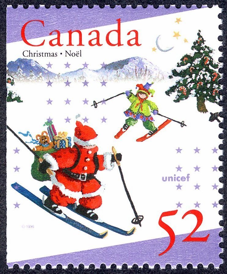 Santa and elf Skiing