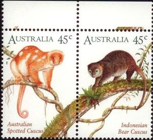 Se-tenant, Joint Issue with Indonesia - Cuskuses, Australia,  