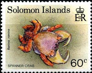 Stamp, Spanner Crab (Ranina ranina), Solomon Islands,  , Animals (Fauna), Crabs