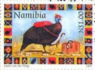 Helmeted Guineafowl (Numida meleagris) - Prepared to travel