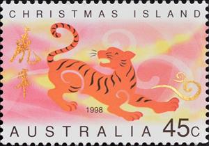 Stamp, Year of the Tiger, Christmas Island,  , Chinese New Year, Chinese Zodiac