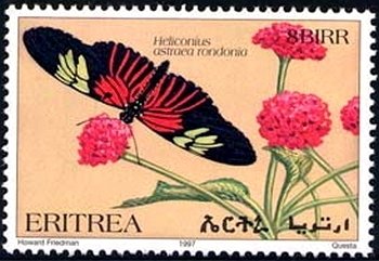 Stamp, (Heliconius astraea), Eritrea,  , Butterflies