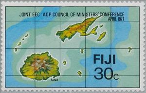 Stamp, Map, Fiji,  