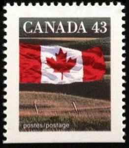 Stamp, Canadian Flag over Field, Canada,  , Landscapes, Flags