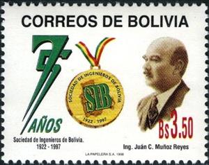 Stamp, Juán C. Muńoz Reyes, Bolivia,  , Engineers