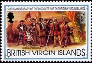 Stamp, Landing of Columbus, British Virgin Islands,  