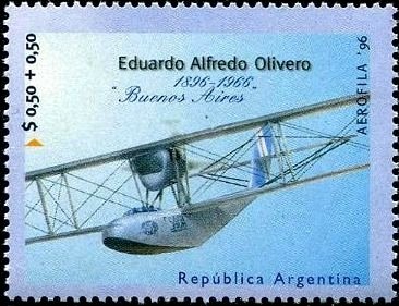 Stamp, Buenos Aires, Eduardo A. Olivero, Argentina,  , Aviation, Aircrafts