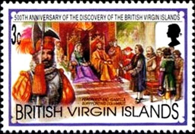 Ferdinand and Isabella supporting Columbus