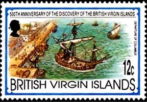 Stamp, Departure of Columbus, British Virgin Islands,  