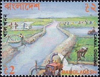 Stamp, Irrigation of the rice fields, Bangladesh,  