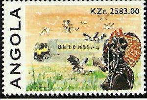 Stamp, Load Forklifts on a Ferry, Angola,  