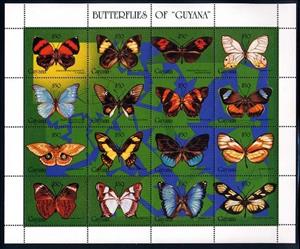 Mini Sheet, Mini Sheet - Butterflies - MiNo. 4731-46, Guyana,  , Butterflies