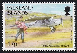 Stamp, 50th Anniversary Government Air Service, Falkland Islands,  