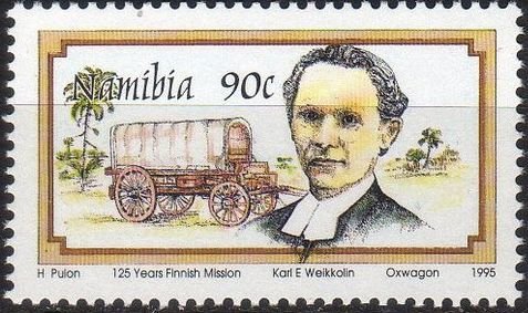 Stamp, Oxwagon, Karl Emanuel August Weikkolin (1842-91)., Namibia,  
