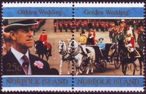 Se-tenant, Queen Elizabeth II and Prince Philip, Norfolk Island,  , Royalty, Princes