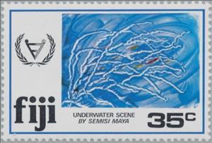 Stamp, Underwater Scene, Fiji,  