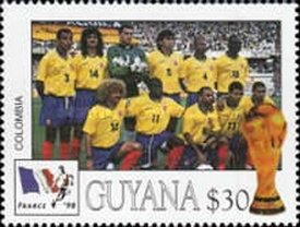 Stamp, Colombia, Guyana,  , Football (Soccer)