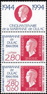 Se-tenant, Marianne de Dulac, France,  